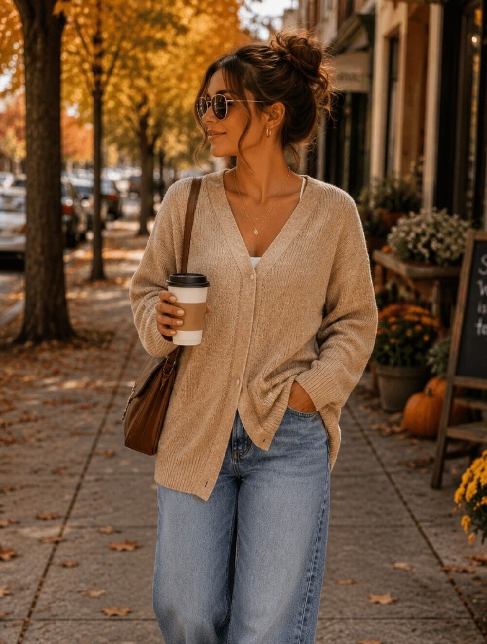 Cabi Light Brown Oversized Cardigan Sweater
